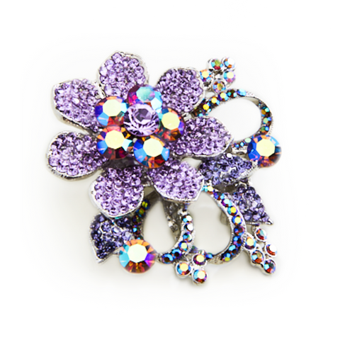 Crystal Flower Paved Pin Brooch_4 colors