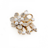 Crystal & Fresh Pearl Flower Paved Pin Brooch_2 colors