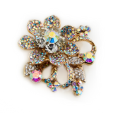 Crystal Flower Paved Pin Brooch_4 colors