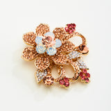 Crystal Flower Paved Pin Brooch_4 colors