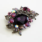 Fancy Crystal Oval Leaf Pendant Brooch_7 colors