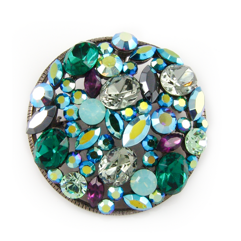 ROUND MULTI PULL  AUSTRIAN CRYSTAL BROOCH_2 colors