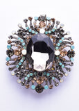 Elegant Oval Crystal Brooch_3 colors