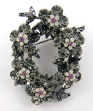 Elegant Crystal Floral Wreath Brooch_9 colors