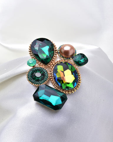 GEOMETRY SHAPE GENUINE CRYSTAL BROOCH_4 colors