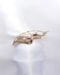 LEAF SHAPE PEARL & CRYSTAL BROOCH_2 colors