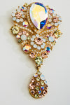 Crystal Flower Bouquet Pendant Brooch_6 colors