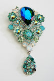 Crystal Flower Bouquet Pendant Brooch_6 colors