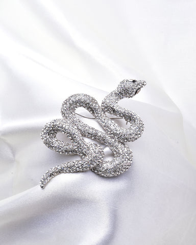 UNIQUE ANIMAL SNAKE CRYSTAL BROOCH_2 colors