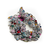 Crystal Butterfly Flower Wreath Brooch_6 colors