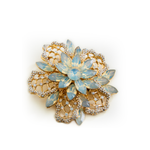 Victorian Filigree Flower fancy crystal Brooch_5 colors