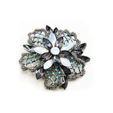 Victorian Filigree Flower fancy crystal Brooch_5 colors