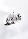 DOUBLE DOLPHIN SWAROVSKI CRYSTAL BROOCH