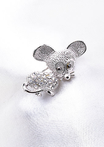 CUTE MOUSE SWAROVSKI CRYSTAL BROOCH