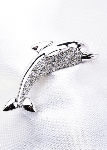 NICE DOLPHIN SWAROVSKI CRYSTAL BROOCH