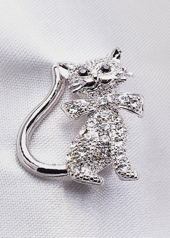 CUTE CAT SWAROVSKI CRYSTAL BROOCH