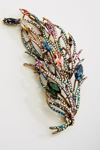 Crystal Feather Pendant Brooch_6 colors