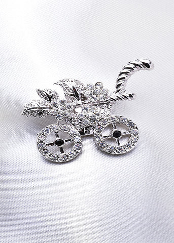 FLOWER WAGON SWAROVSKI CRYSTAL BROOCH