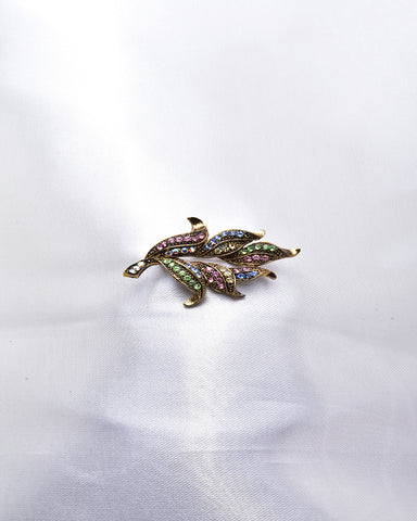 FLOWER LEAF CRYSTAL BROOCH_4 colors