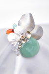 Elegant natural Jade &amp; water fresh Pearl Brooch