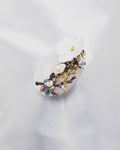 Circle Natural Stone & Floral Crystal Brooch