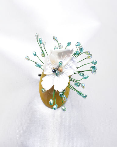 Beautiful Flower & Natural Stone Brooch