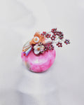 ROUND NATURAL STONE & BEADS CRYSTAL BROOCH