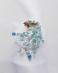 ELEGANT NATURAL STONE & BEADS CRYSTAL BROOCH