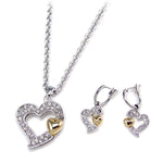 Double Heart two tone Necklace Set