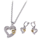 Double Heart two tone Necklace Set