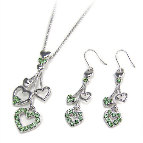 Delicate triple Heart Necklace Set