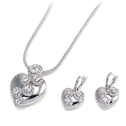 Classic Heart Crystal Necklace & Earring set