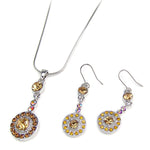 Dangling Round Crystal Necklace Set