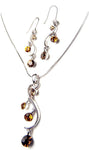 Curved Line drop Crystal Necklace Set