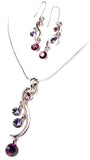 Curved Line drop Crystal Necklace Set