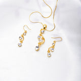 Curved Line drop Crystal Necklace Set