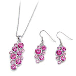 Charming Round Geometric Crystal Pendant Necklace set