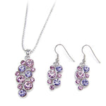 Charming Round Geometric Crystal Pendant Necklace set