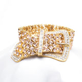 Fancy Crystal Belt shape Evening Stretch Big Bracelet_2 colors