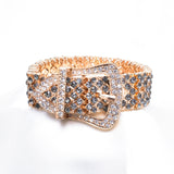 Fancy Crystal Belt shape Evening Stretch Bracelet_4 colors