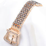 Fancy Crystal Belt shape Evening Stretch Bracelet_4 colors