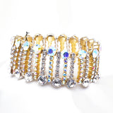 Fancy Double Slender bar Crystal Stretch Bracelet_8 colors