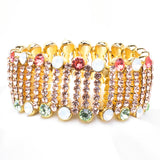 Fancy Double Slender bar Crystal Stretch Bracelet_8 colors