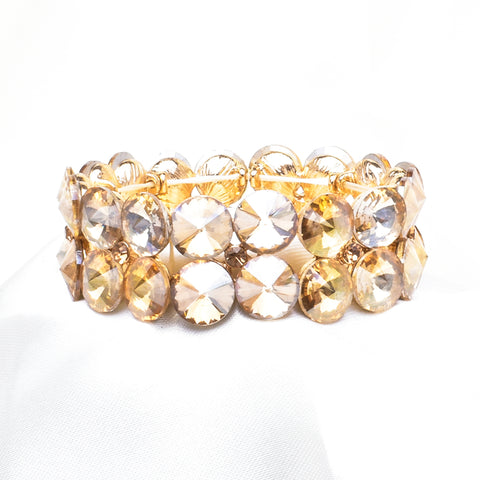 Fancy double round Crystal Stretch Bracelet_6 colors