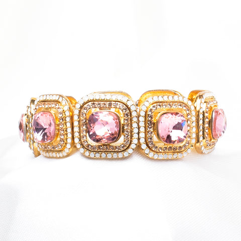 Elegant round Square Crystal Stretch Bracelet_7 colors
