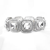 Elegant round Square Crystal Stretch Bracelet_7 colors