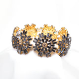 Fancy Baguette crystal Flower Stretch Bracelet_4 colors