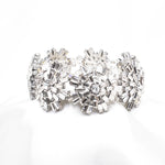 Fancy Baguette crystal Flower Stretch Bracelet_4 colors