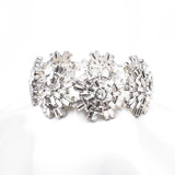 Fancy Baguette crystal Flower Stretch Bracelet_4 colors