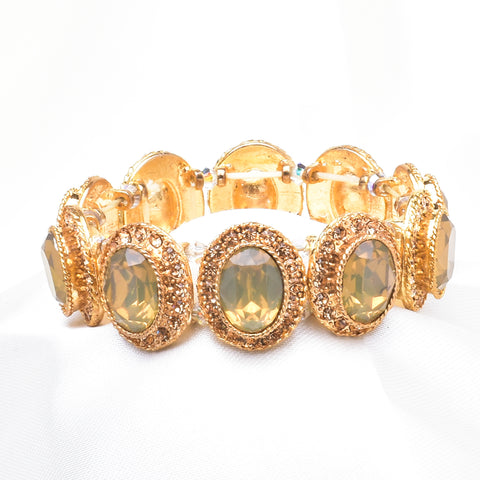 Classical Fancy Oval Crystal Stretch Bracelet_2 colors